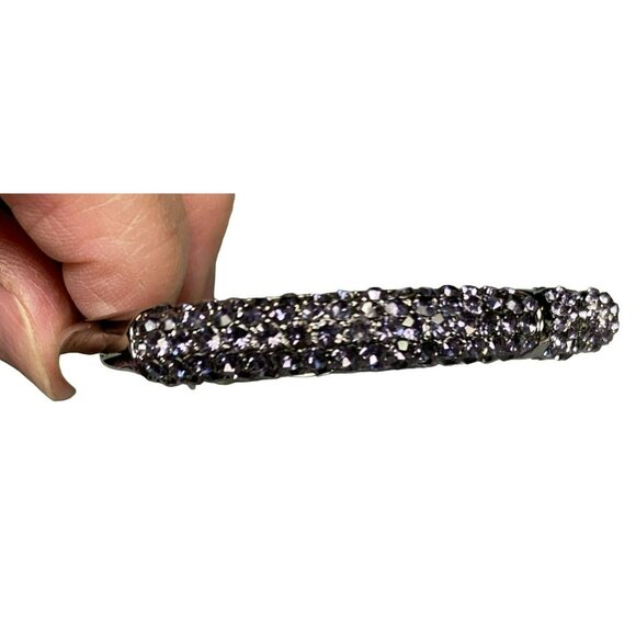 Joan Boyce Hinged Bracelets Set Of 2 With Sparkling Purple Rhinestone - Elegant - Picture 6 of 6